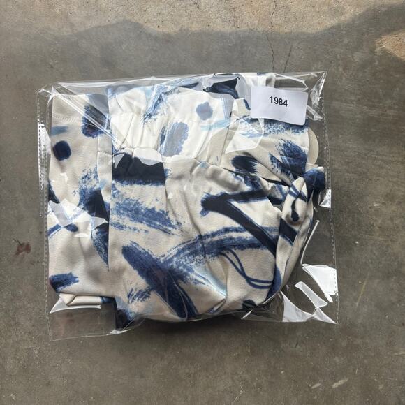 Patrizia Luca Wide Leg Pants Women's S Navy Printed Bold Pattern Elastic Waist - Picture 13 of 13